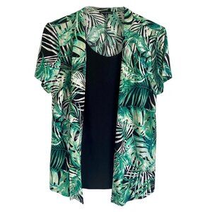 Ava & Grace Short Sleeve One Piece Top with Green Leaf Print Women's Medium
